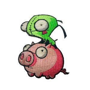 Vintage 2004 Invader Zim GIR Riding Pig Embroidered Patch Nickelodeon - BG